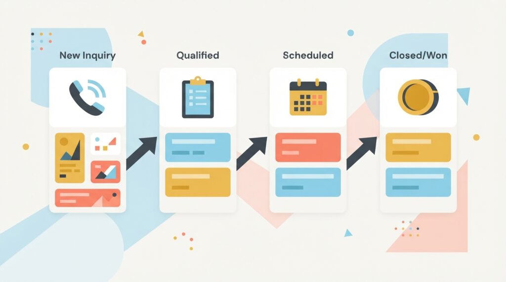 AI-CRM-for-plumbing-companies-showing-a-lead-pipeline-with-job-stages