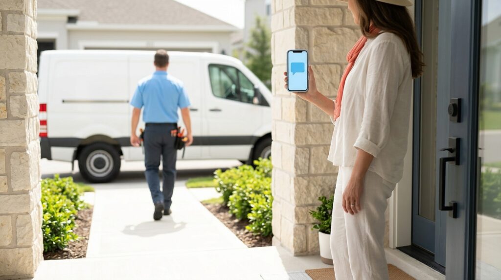 AI-powered-review-request-SMS-sent-to-plumbing-customer-after-service-call