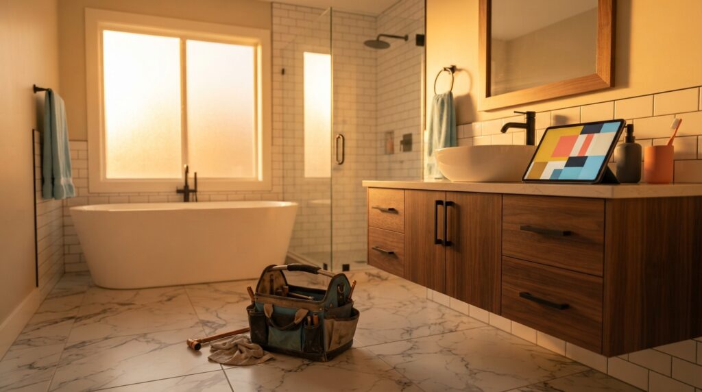 Best-AI-invoicing-software-for-plumbers-displayed-on-a-tablet-at-a-job-site