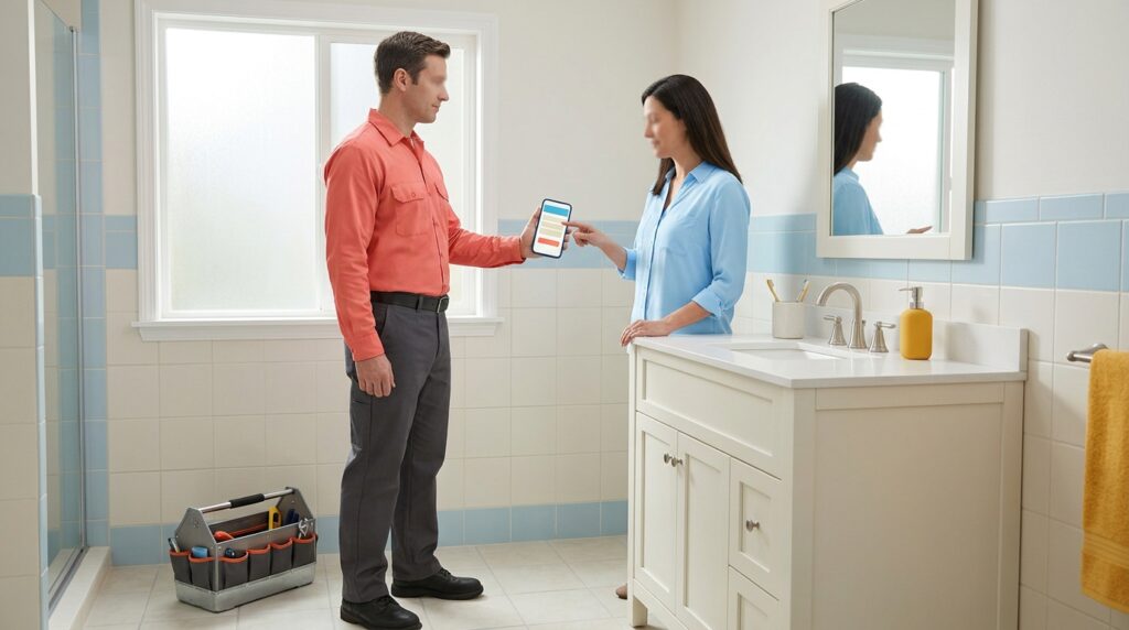 AI-payment-collection-form-on-a-smartphone-used-by-a-plumber-at-a-job-site