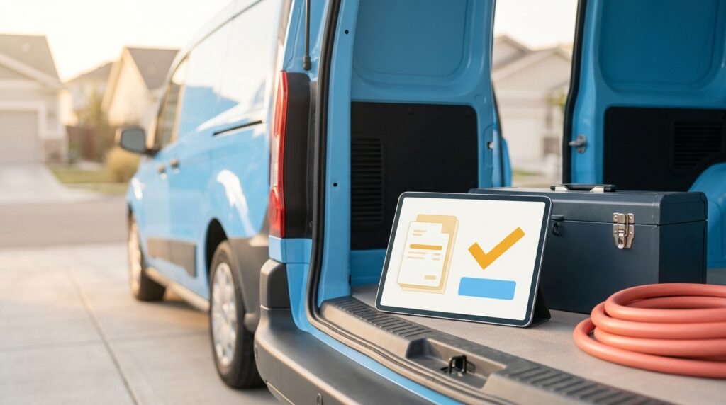 Best-AI-payment-collection-tools-for-plumbers-displayed-on-a-tablet-at-a-job-site