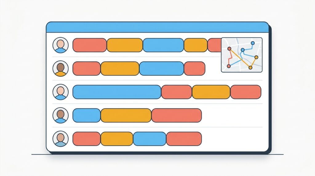 dispatch-board-showing-AI-route-planning-for-plumbers